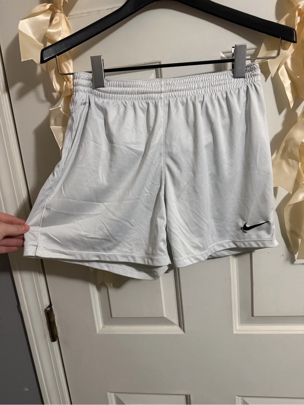 Nike White Running Shorts with Black Swoosh